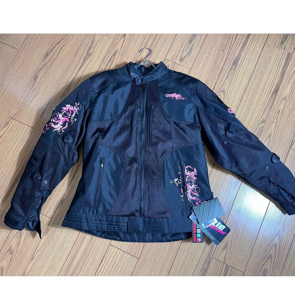 Castle Prism Women’s Large Streetwear Racing Jacket Coat Magenta Black 17-1286